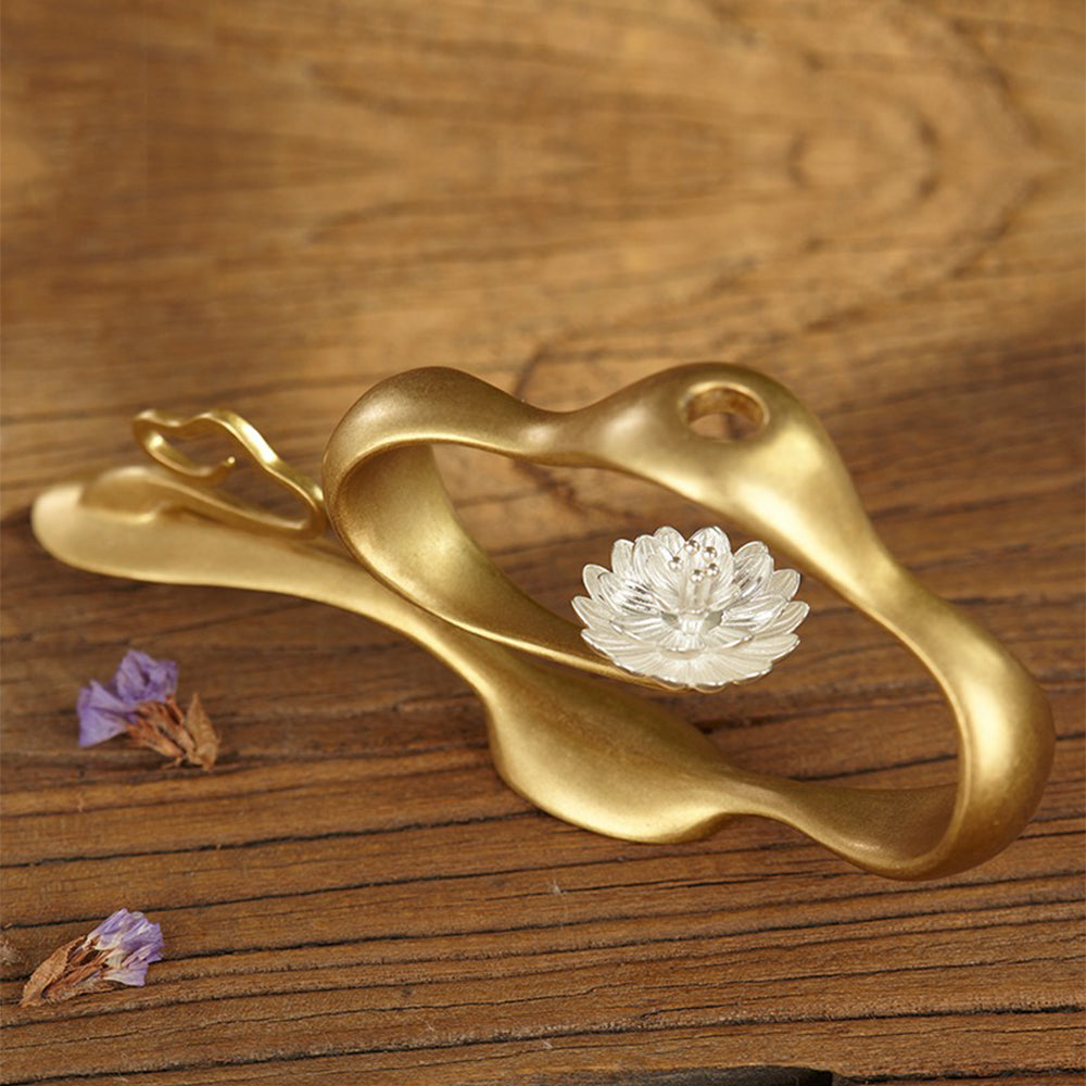 Pure Silver Lotus And  Brass Cloud Incense Holder