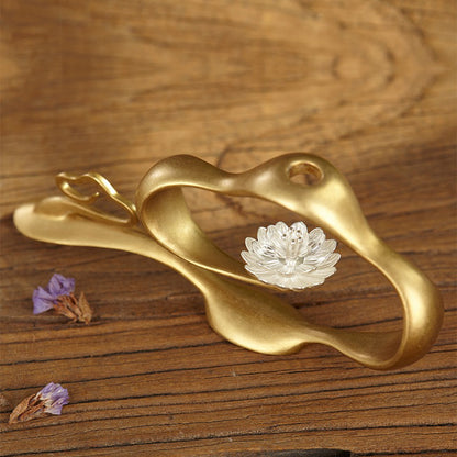 Pure Silver Lotus And  Brass Cloud Incense Holder