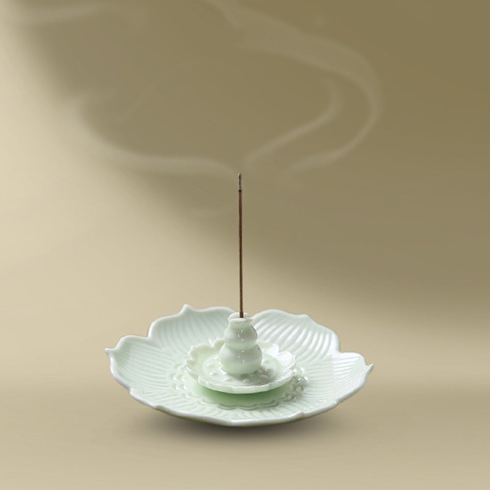 Lotus Relief Ceramic Incense Holder