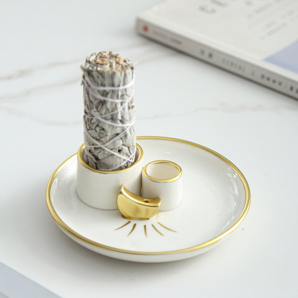 Starry Moon Ceramic Incense Holder