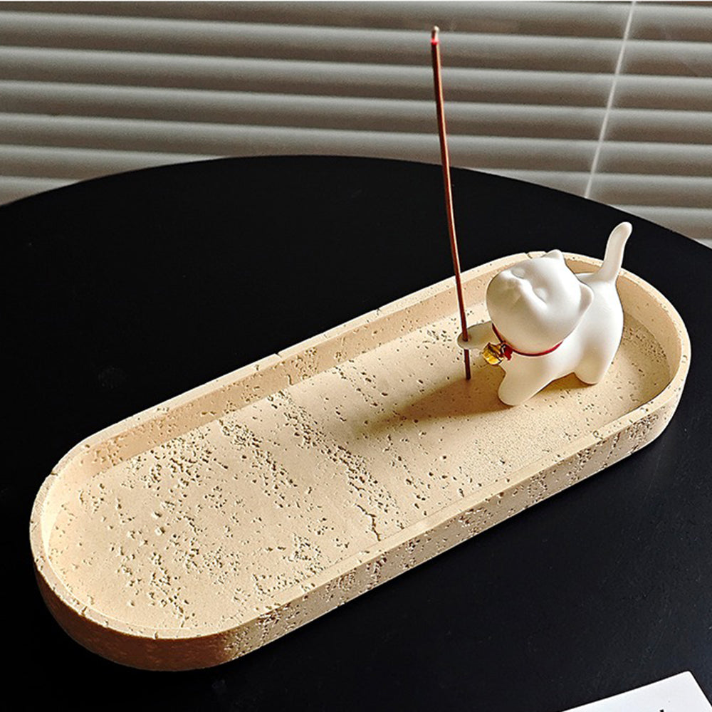 Fortune Cat Clay Incense Holder