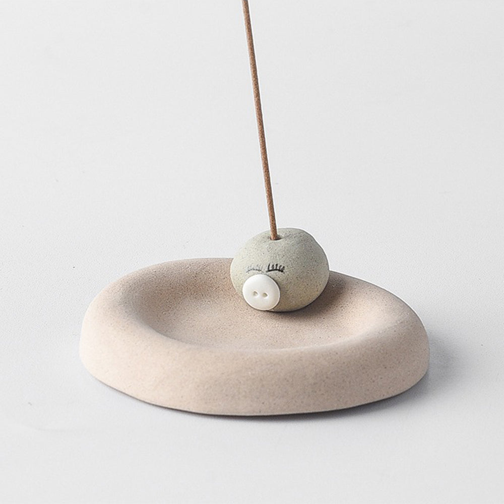 Cute Piggy Clay Incense Holder