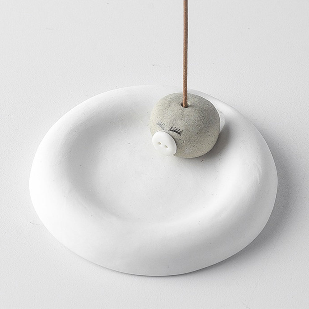 Cute Piggy Clay Incense Holder