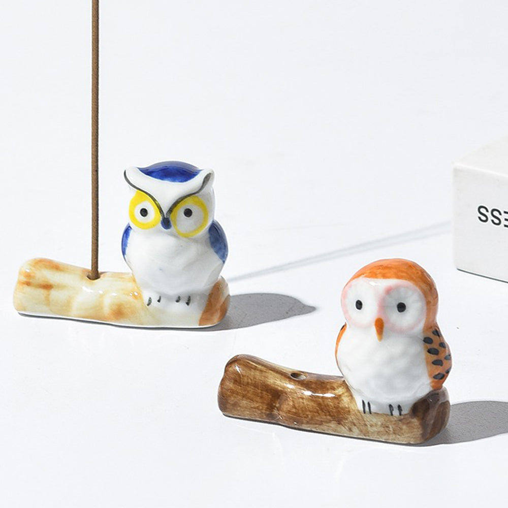 Owl On Driftwood Clay Incense Holder