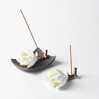 Magnolia Blossom Clay Incense Holder