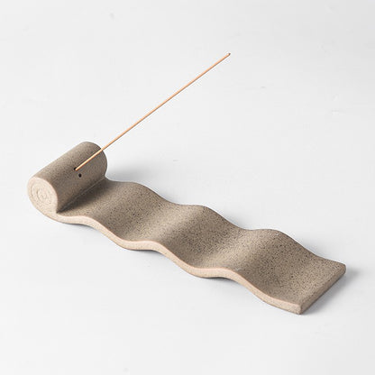Serene Wave Clay Incense Holder