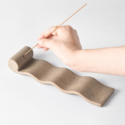 Serene Wave Clay Incense Holder