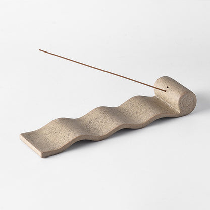 Serene Wave Clay Incense Holder