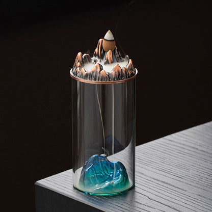 Teal Mountain Glass Backflow Incense Burner