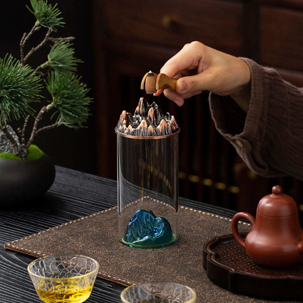 Teal Mountain Glass Backflow Incense Burner