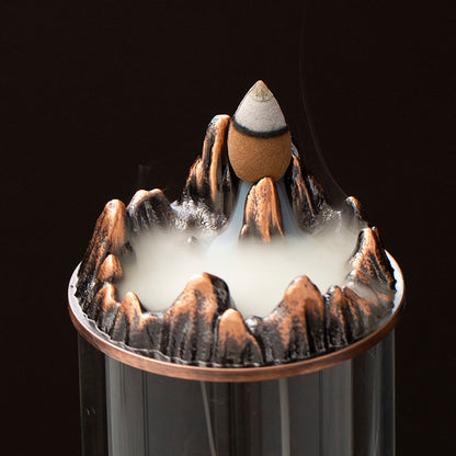 Teal Mountain Glass Backflow Incense Burner