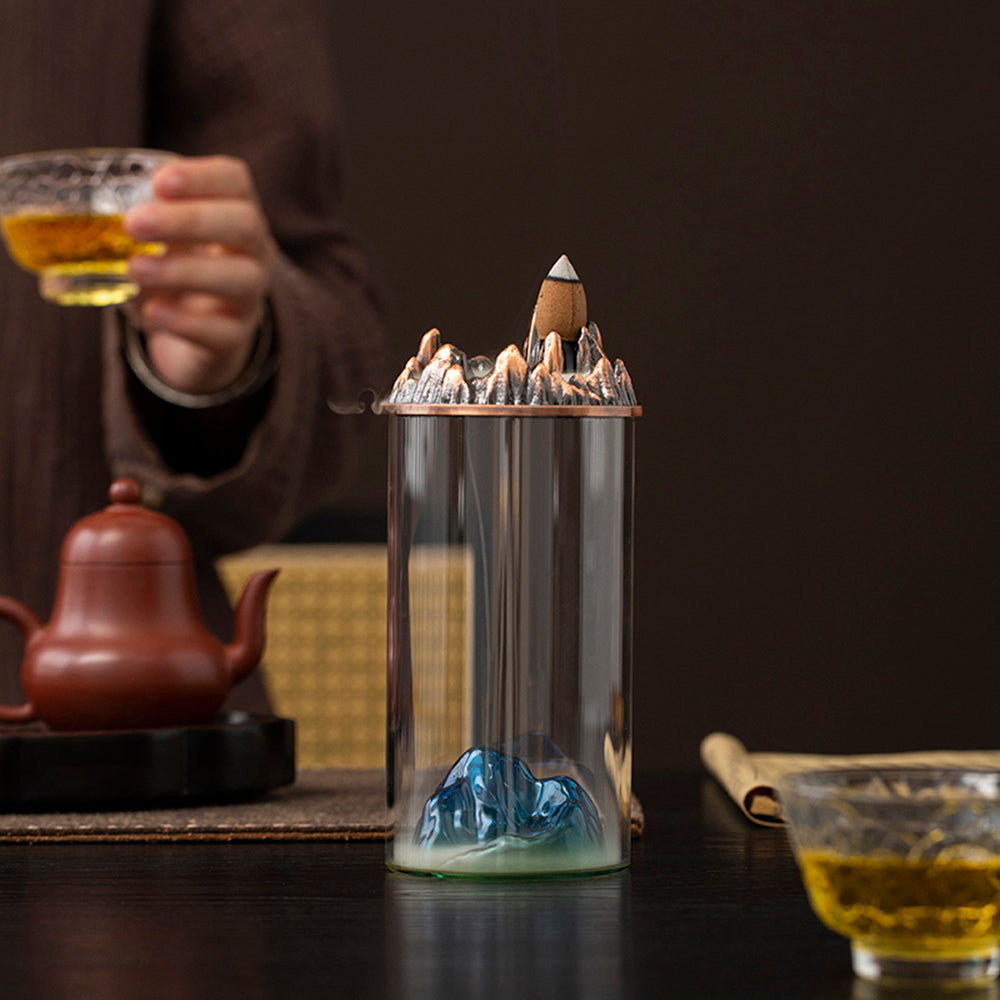 Teal Mountain Glass Backflow Incense Burner