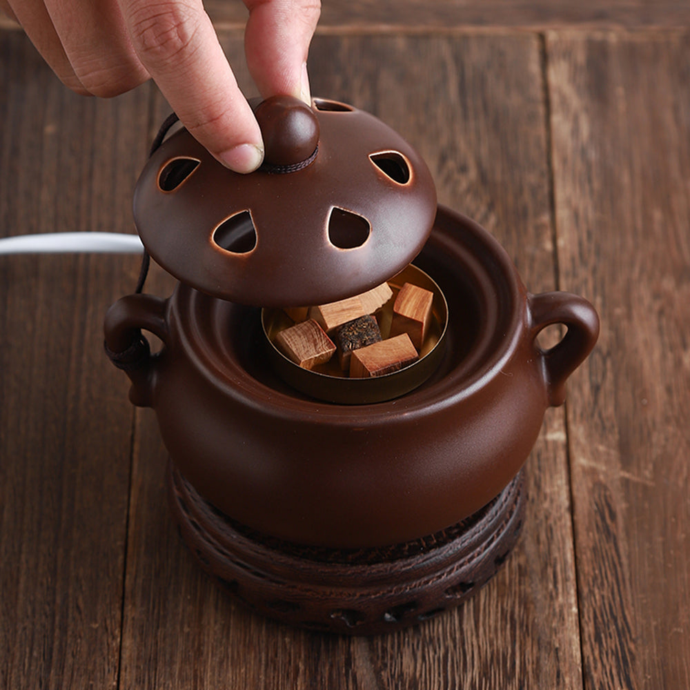 Dark Brown Ceramic Electric Incense Burner