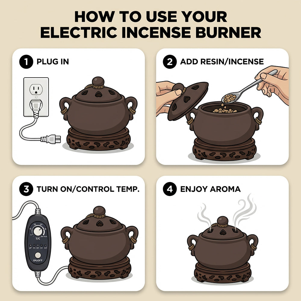 Dark Brown Ceramic Electric Incense Burner