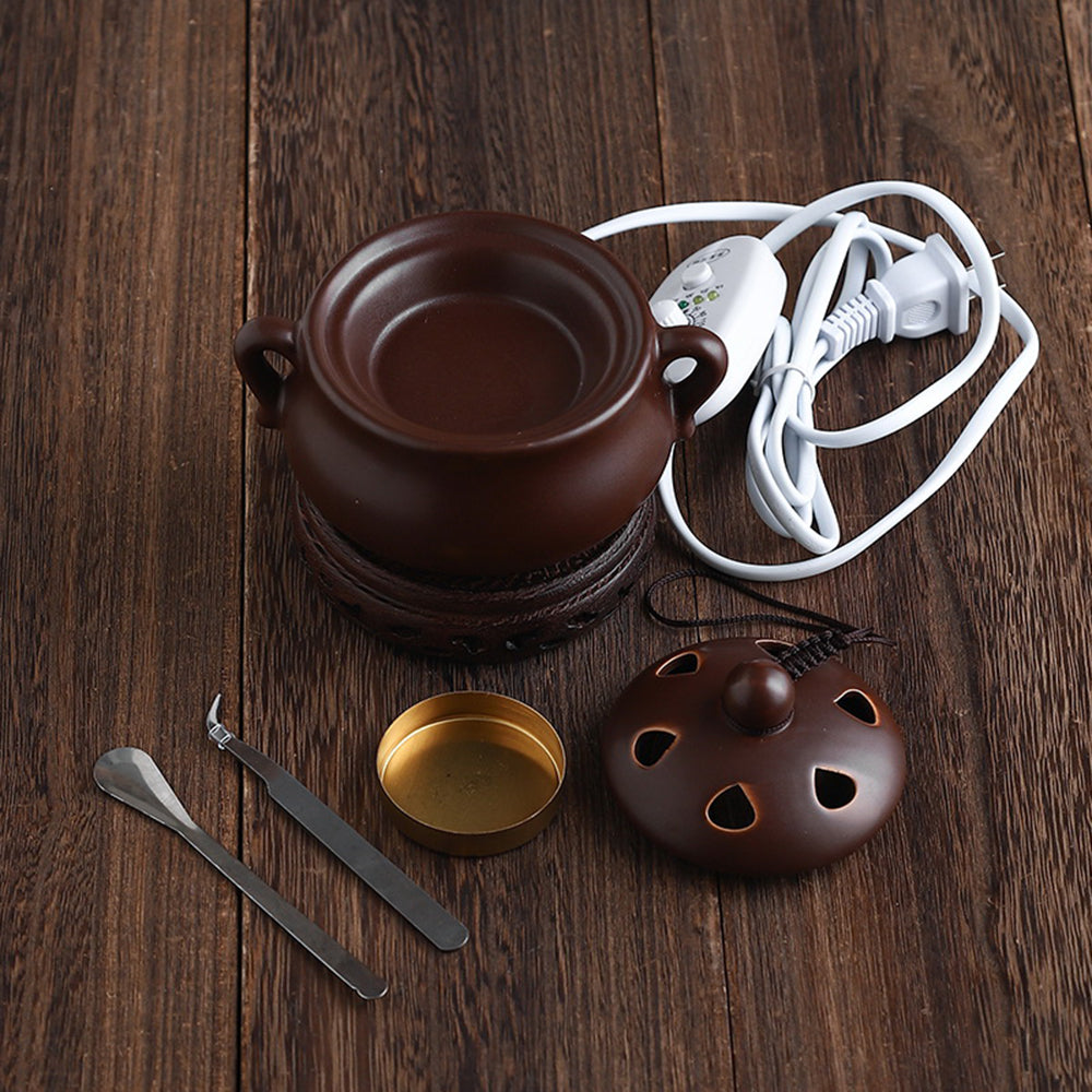 Dark Brown Ceramic Electric Incense Burner