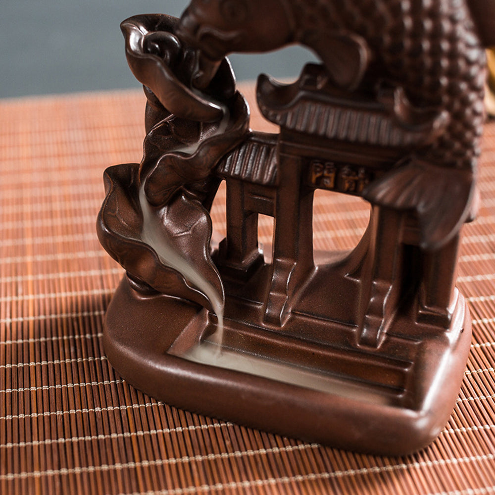 Ceramic Koi Lotus Waterfall Burner