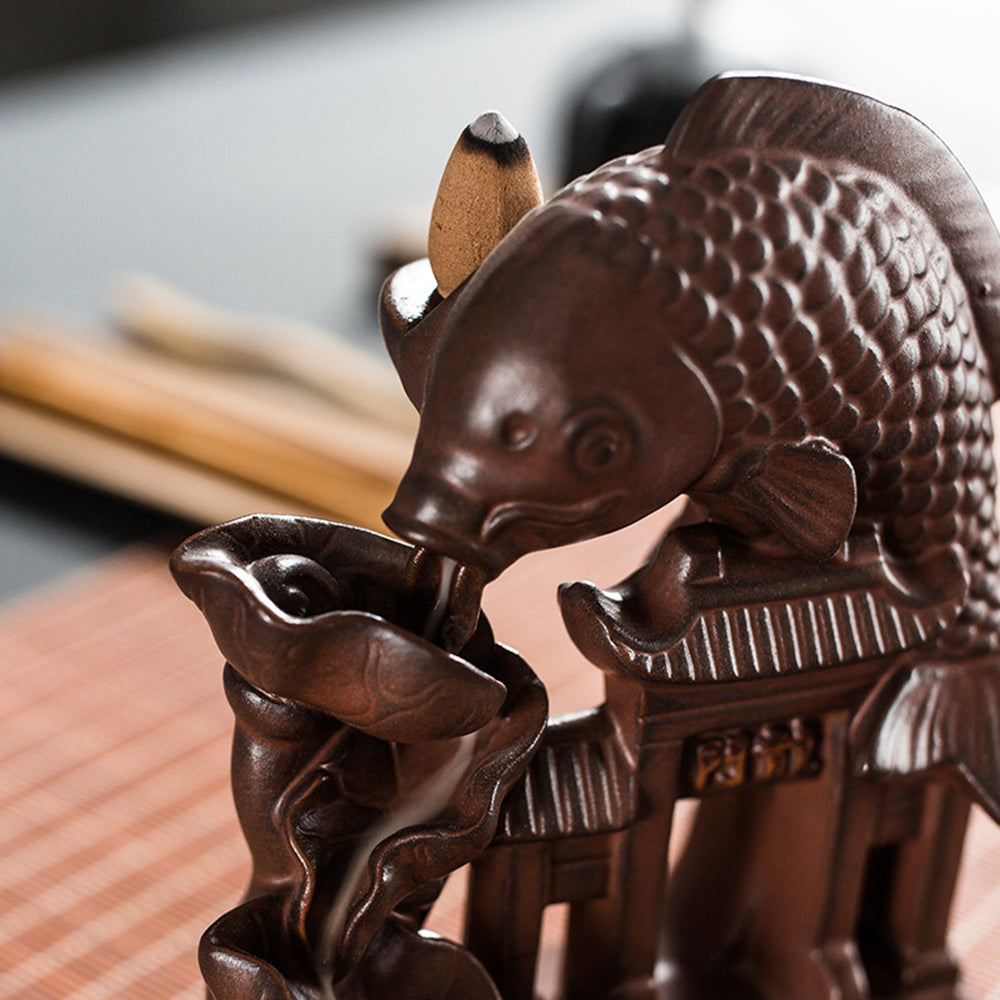 Ceramic Koi Lotus Waterfall Burner