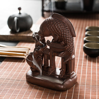 Ceramic Koi Lotus Waterfall Burner