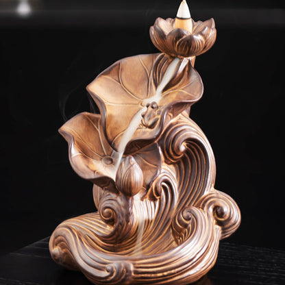 Ceramic Bamboo Waterfall Incense Burner
