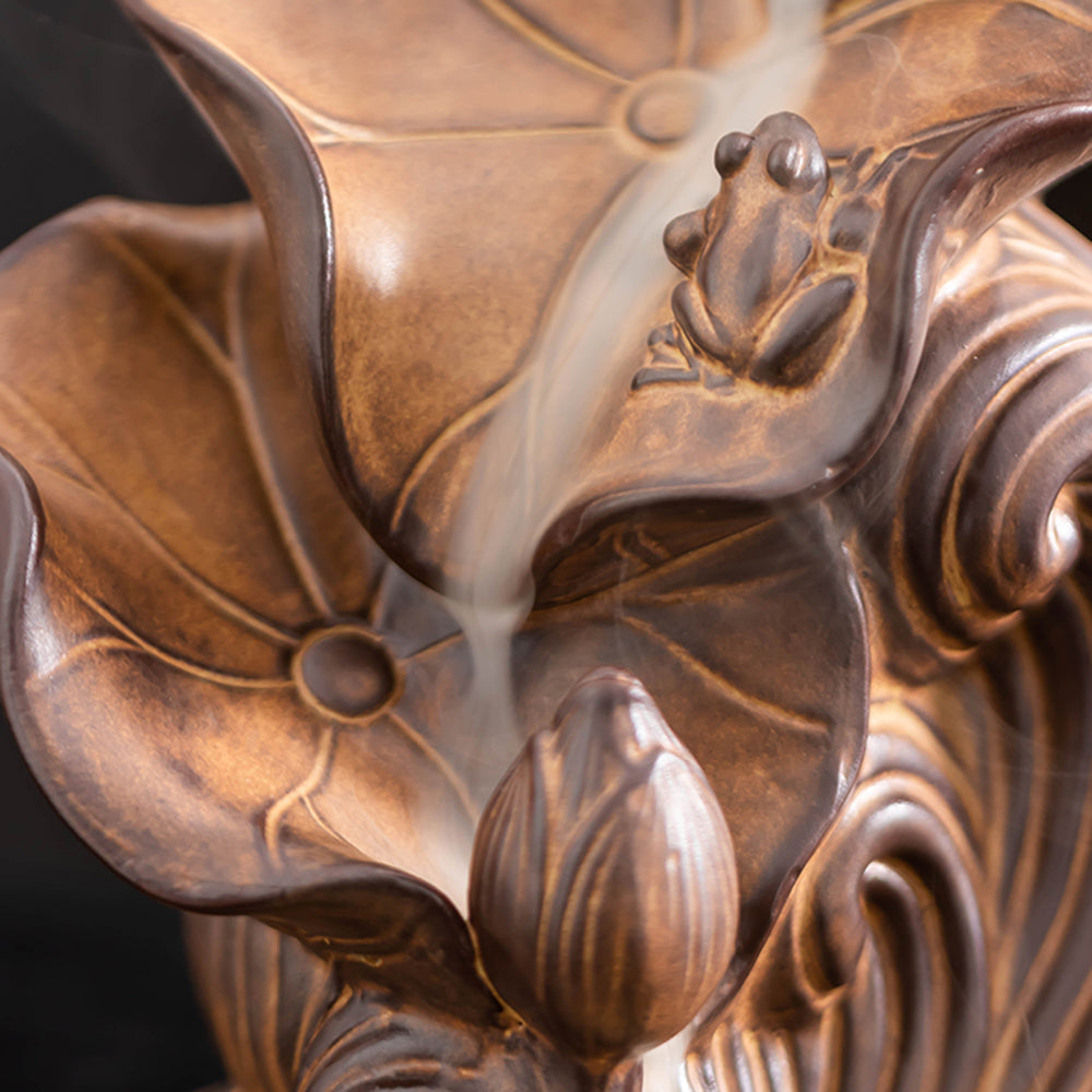 Ceramic Bamboo Waterfall Incense Burner