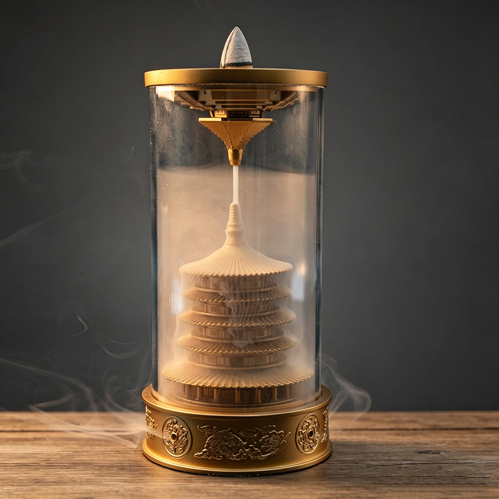 Brass Pagoda Waterfall Incense Burner