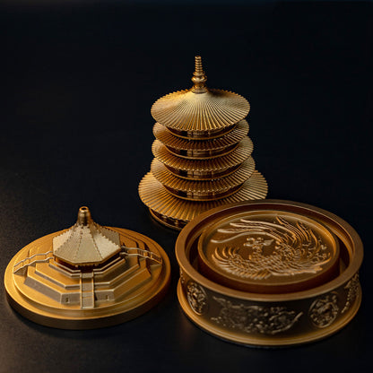 Brass Pagoda Waterfall Incense Burner