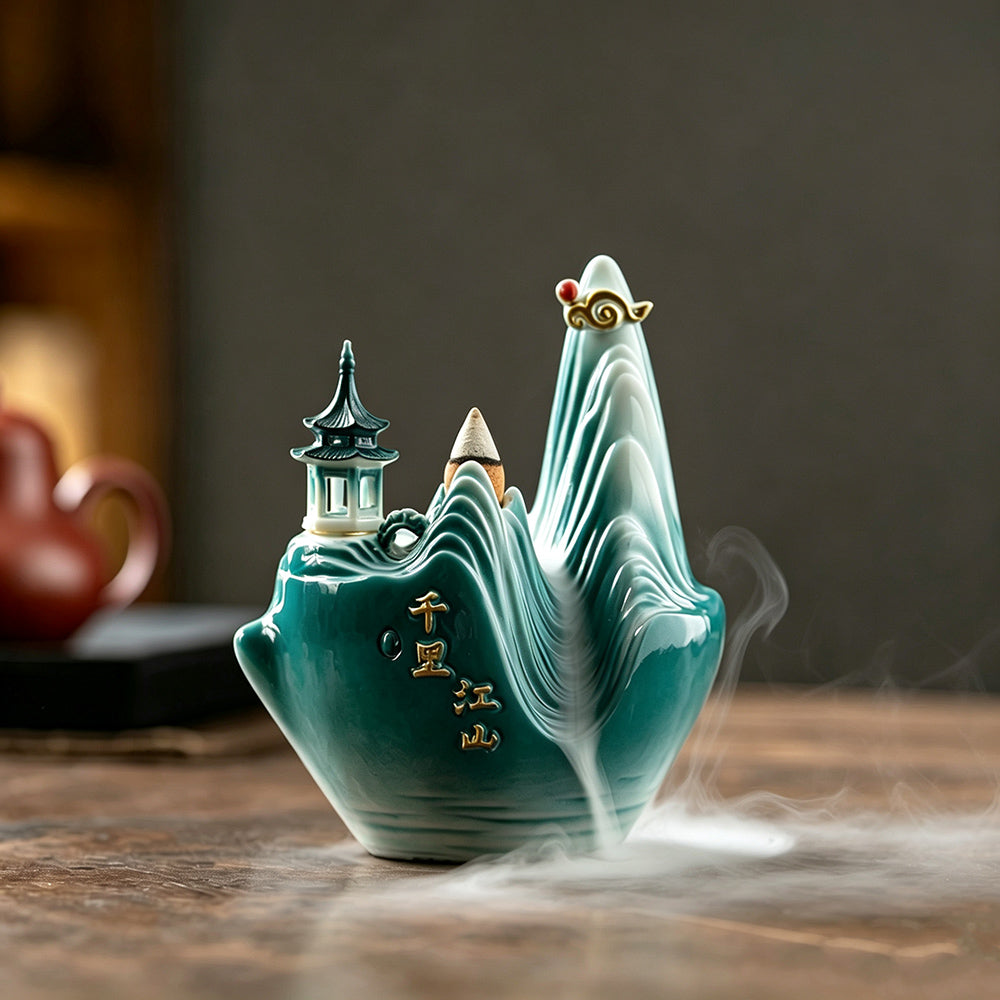 Green Glaze Mountain Dual-Use Incense Burner