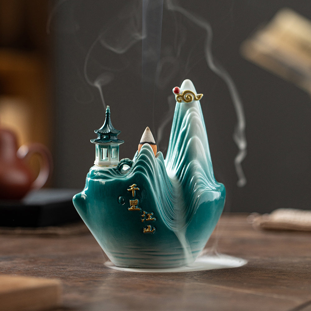 Green Glaze Mountain Dual-Use Incense Burner