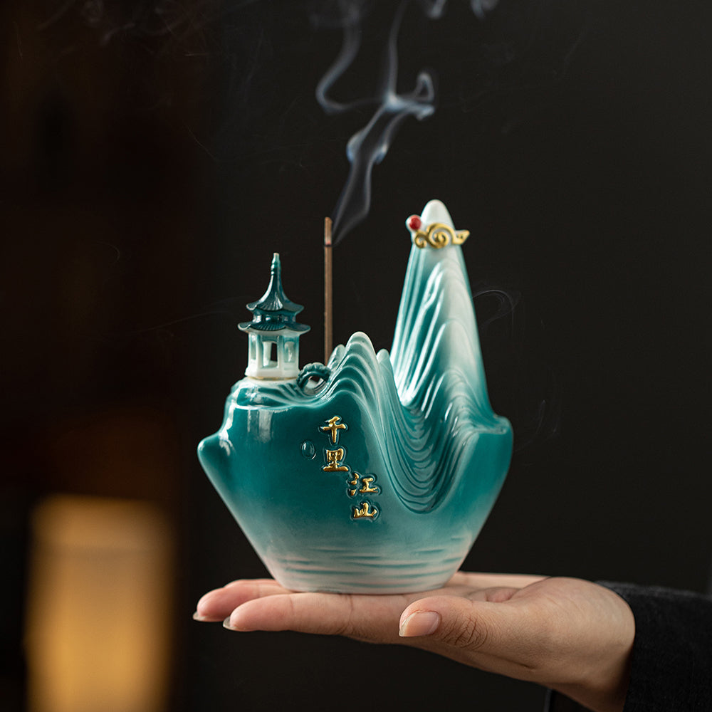 Green Glaze Mountain Dual-Use Incense Burner