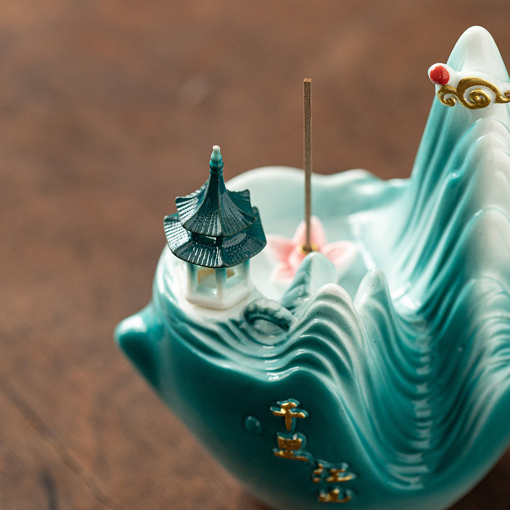 Green Glaze Mountain Dual-Use Incense Burner