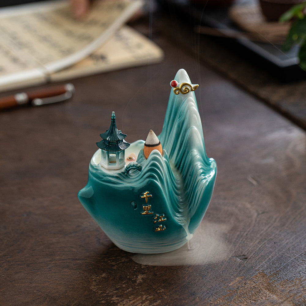 Green Glaze Mountain Dual-Use Incense Burner