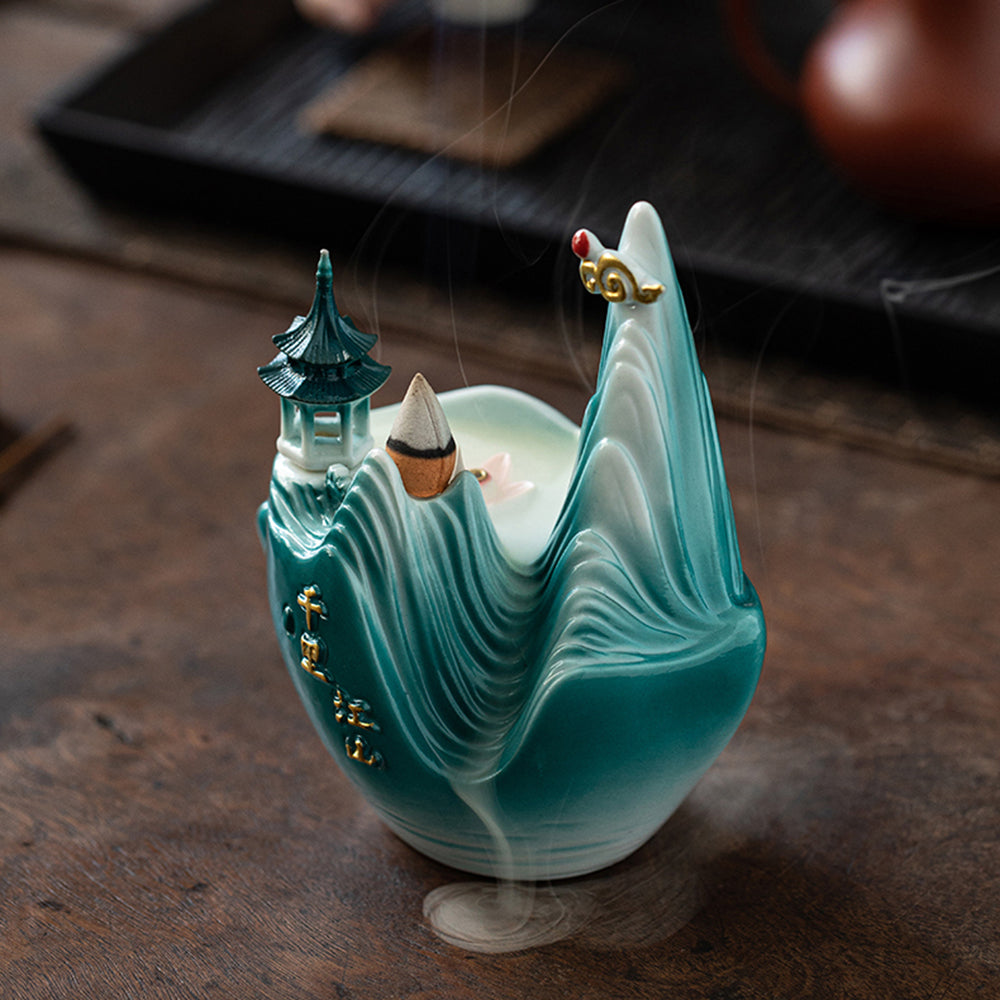 Green Glaze Mountain Dual-Use Incense Burner