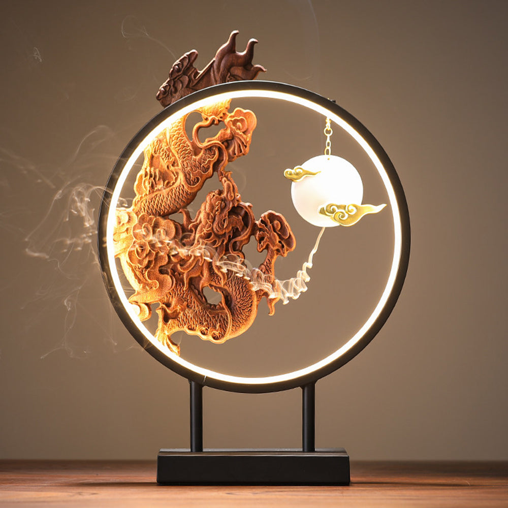 Dragon Backflow Incense Burner with LED Light