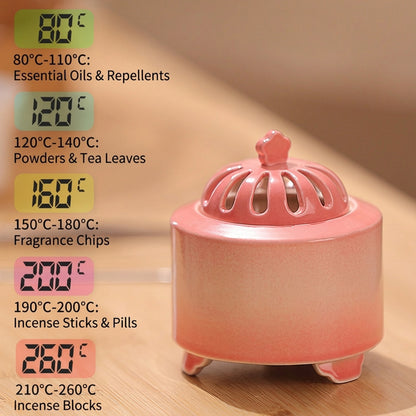 Pink Kiln-fired Ceramic Electric Incense Burner