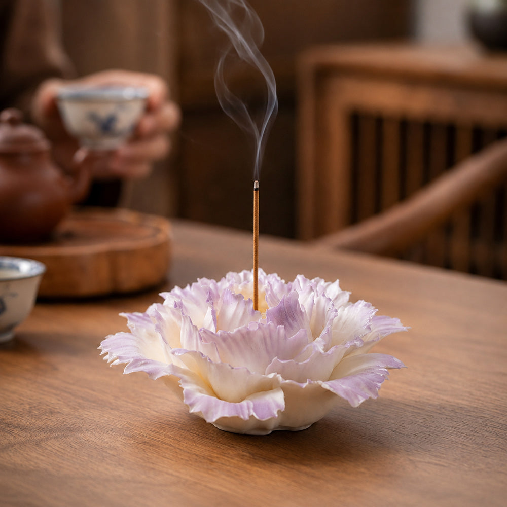 Handmade Flower Ceramic Incense Holder