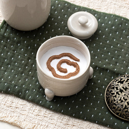 Ivory Ceramic Powder Incense Burner Kit