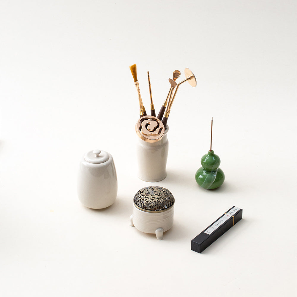 Ivory Ceramic Powder Incense Burner Kit