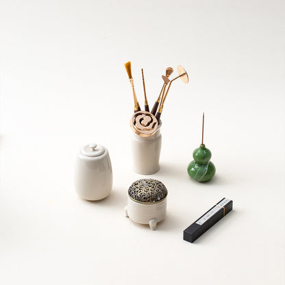 Ivory Ceramic Powder Incense Burner Kit