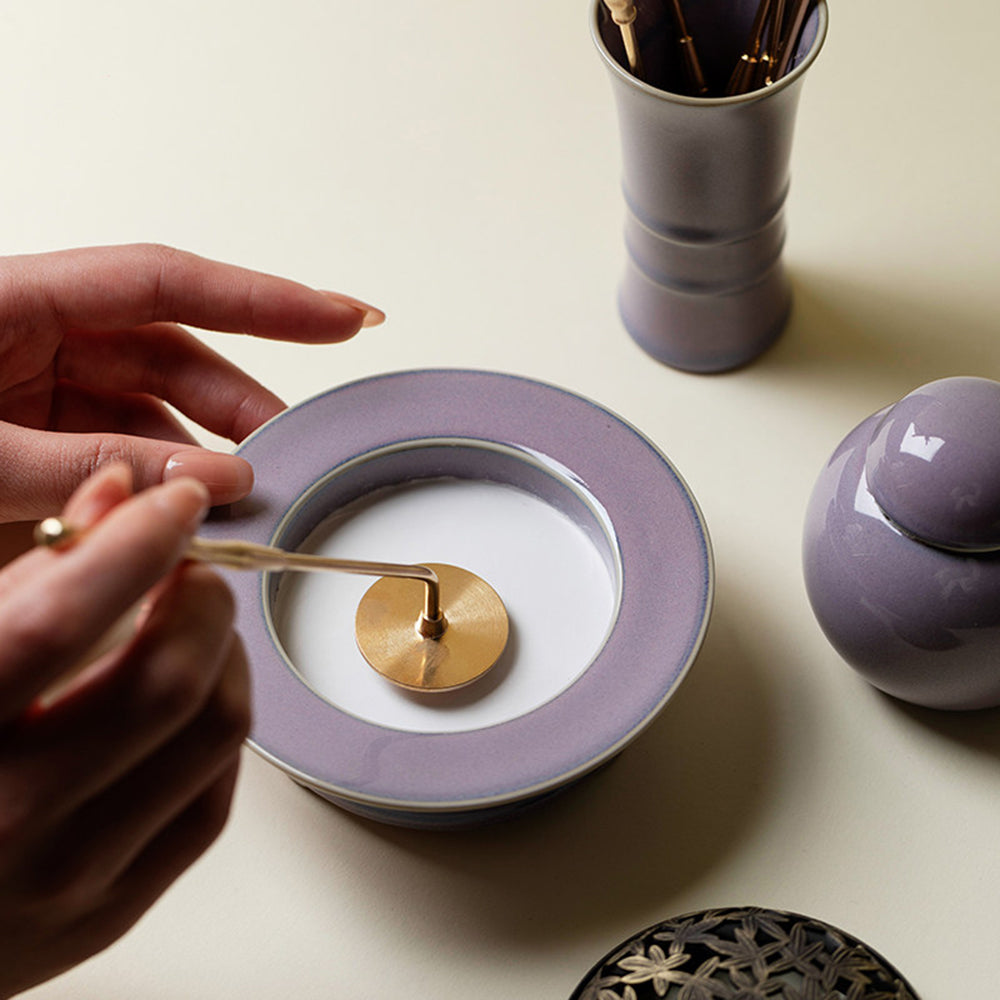 Purple Ceramic Powder Incense Burner Kit