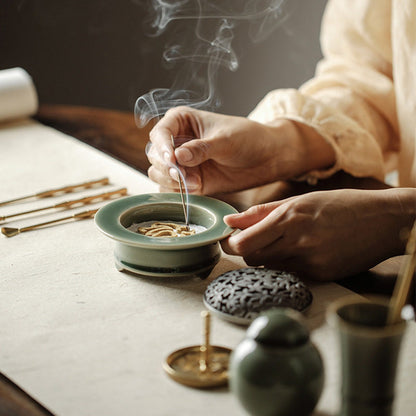 Purple Ceramic Powder Incense Burner Kit