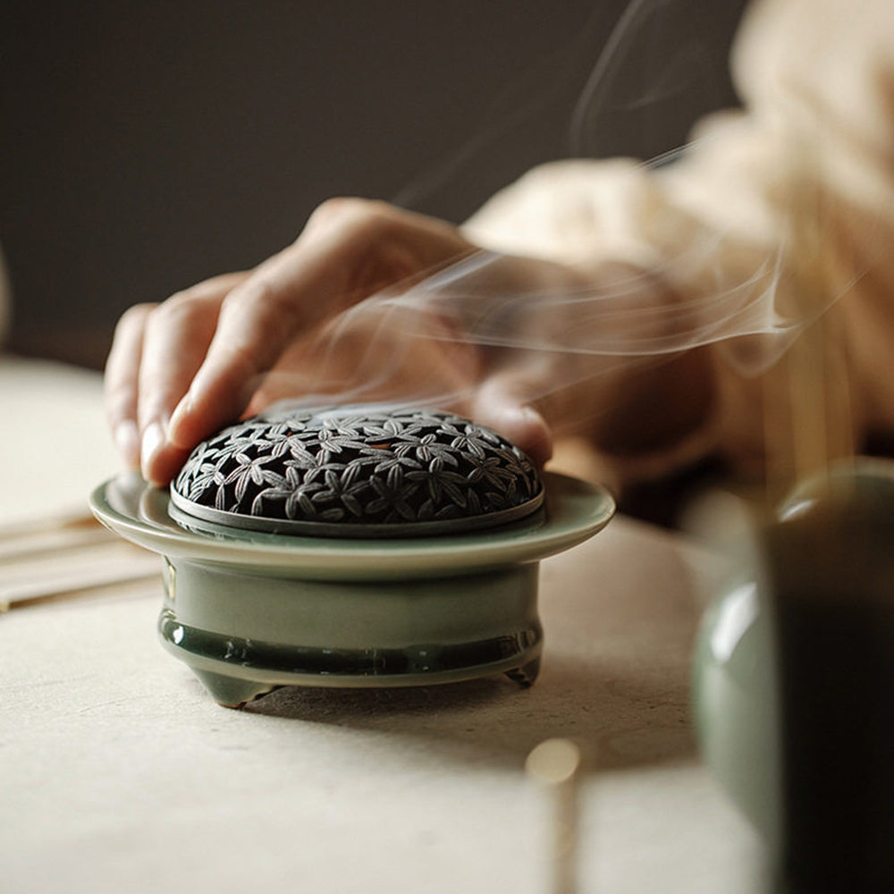 Purple Ceramic Powder Incense Burner Kit