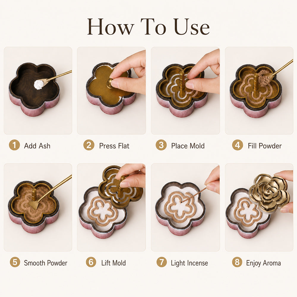 Plum Blossom Brass Incense Seal Kit
