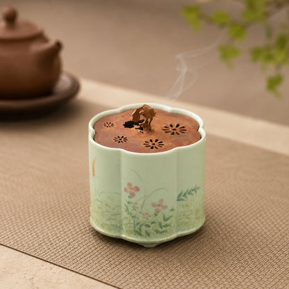 Hand-Painted Plum Blossom Chinese Incense Burner