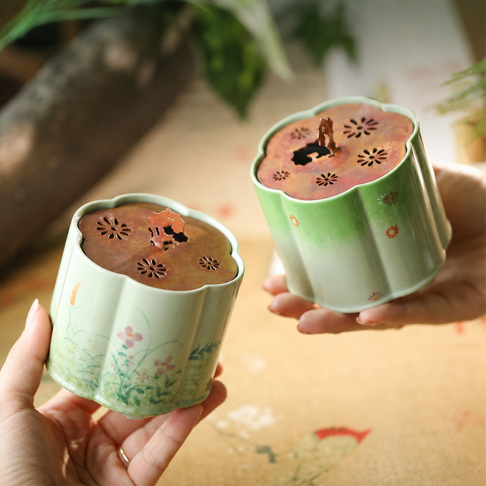 Hand-Painted Plum Blossom Chinese Incense Burner
