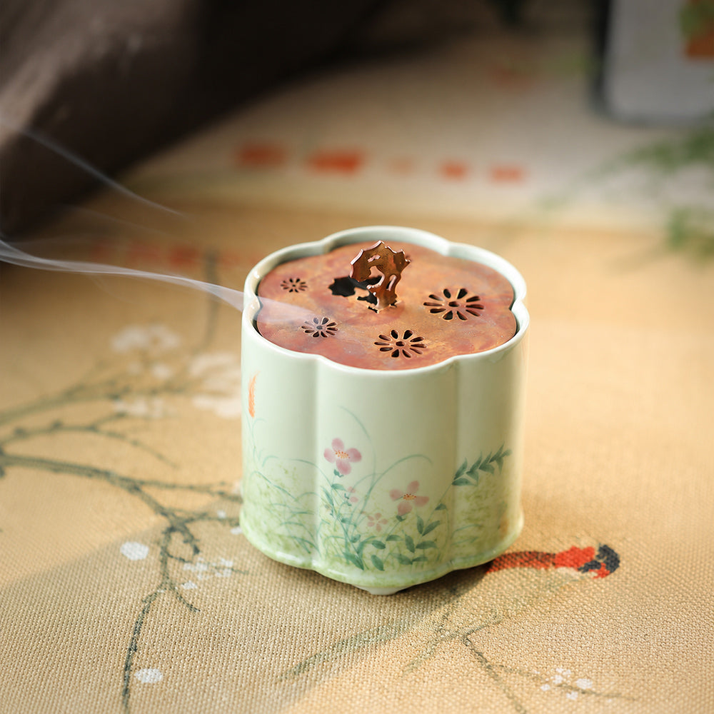 Hand-Painted Plum Blossom Chinese Incense Burner