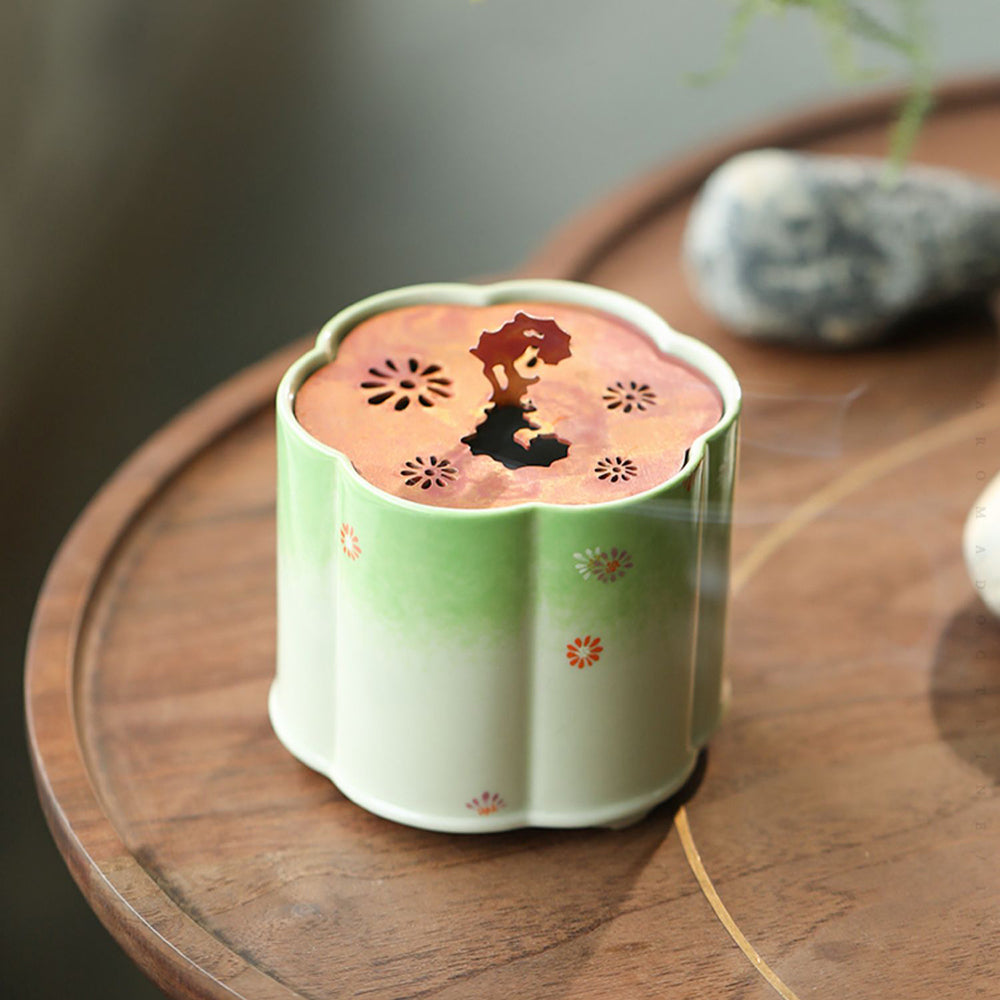 Hand-Painted Plum Blossom Chinese Incense Burner