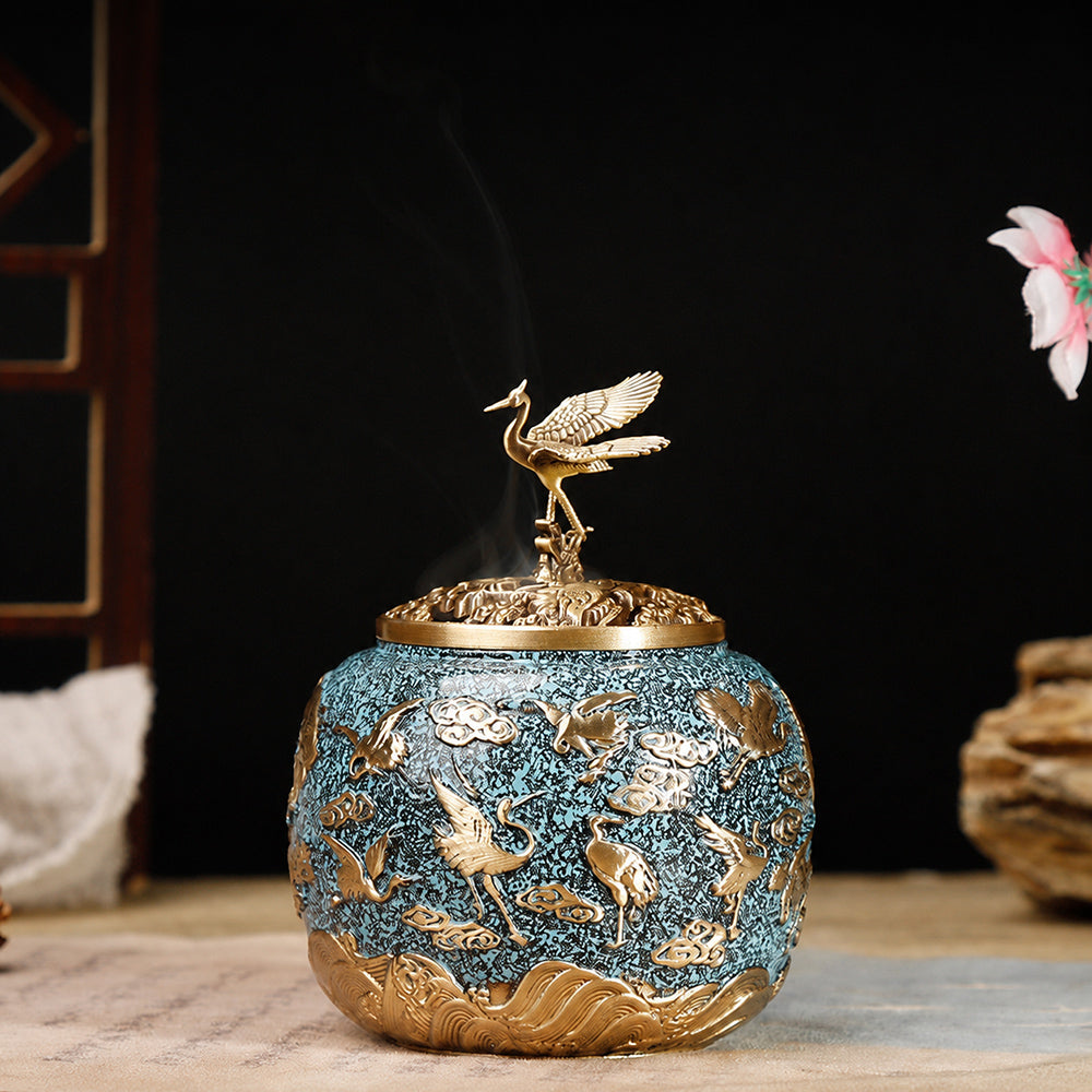 Crane Brass Chinese Incense Burner