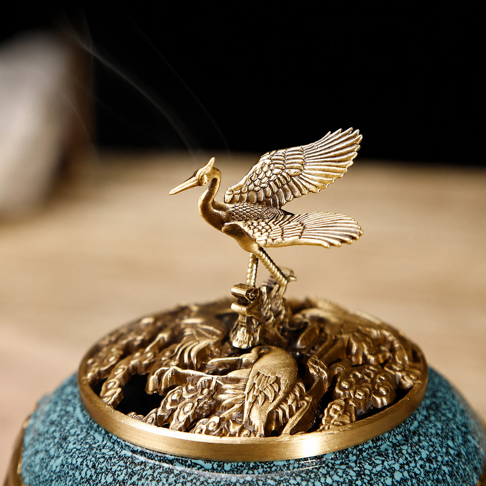 Crane Brass Chinese Incense Burner