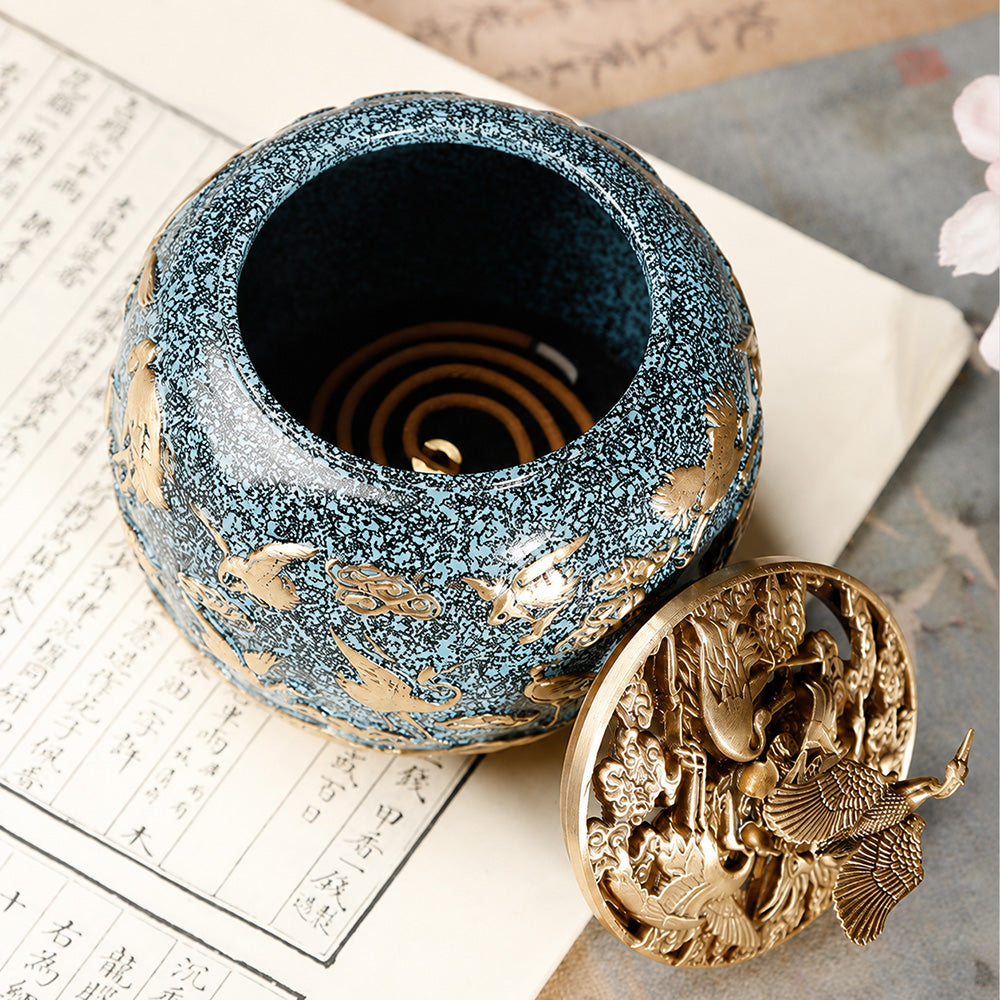 Crane Brass Chinese Incense Burner