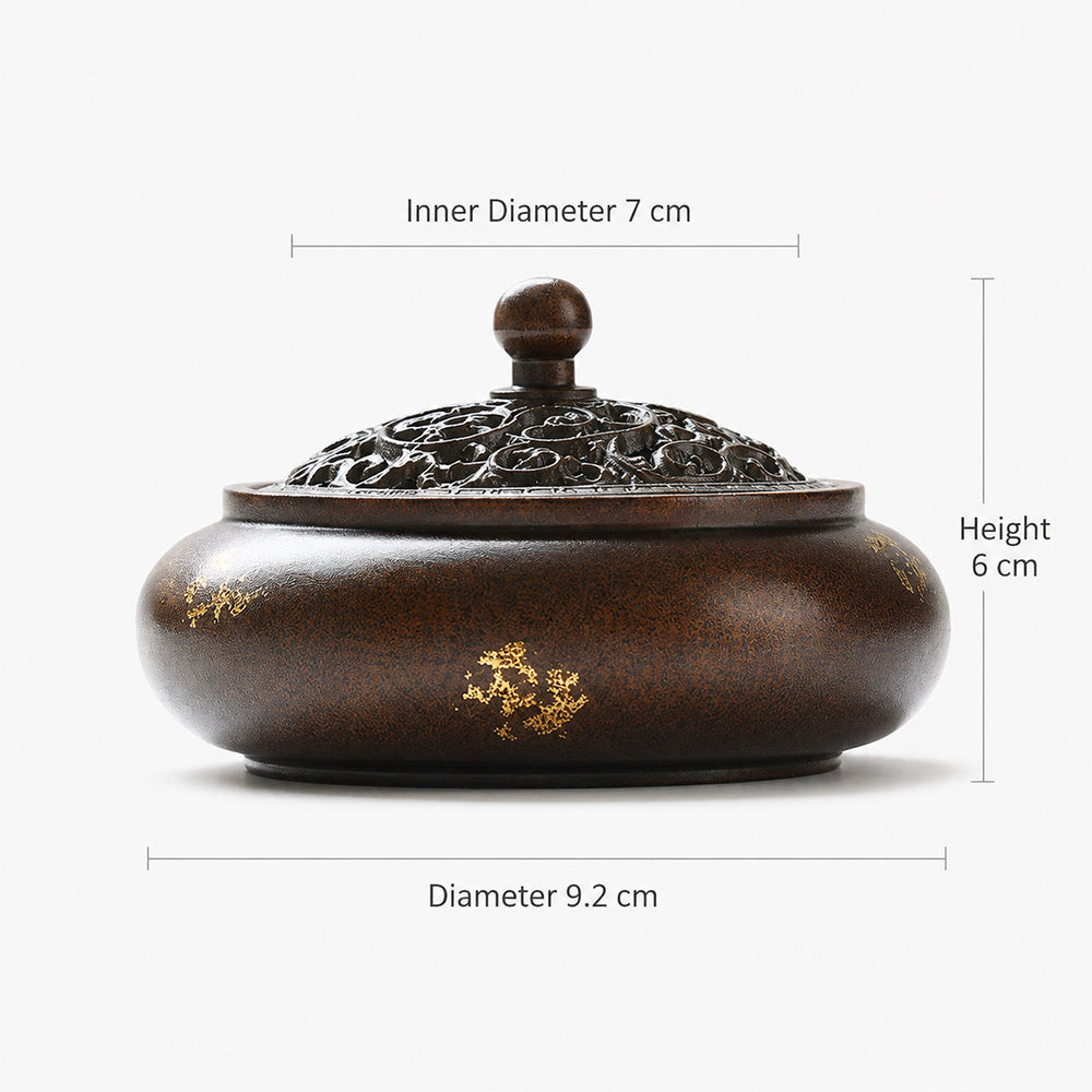 Classic Chinese Hand-Gilded Brass Incense Burner